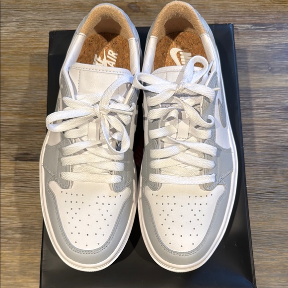 Nike Shoes - Nike White and Gray Sneakers with Retro Design and Leather Material
